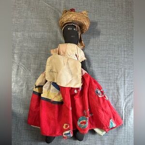 Handcrafted Jamaican Doll with Red Dress
